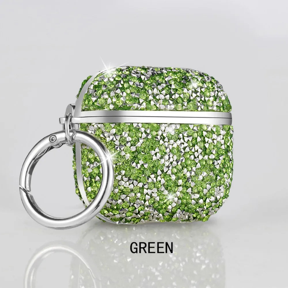 Funda For AirPods 4 3 2 1 Pro2 Case Glitter Diamond Bling Headphone Cover For AirPods 4 4th Pro 2 2nd Cases TPU Coque With Hook