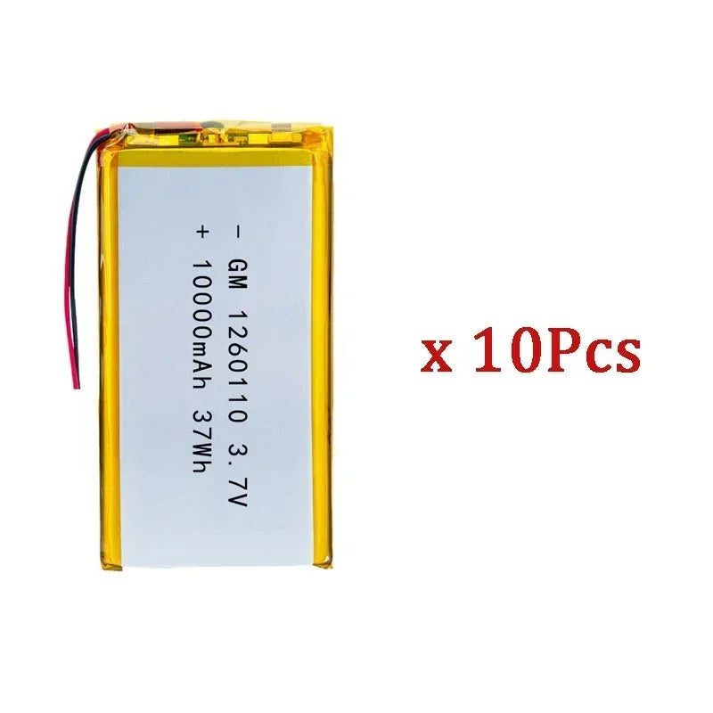 1-10PCS 10000mAh Polymer Lithium Battery 1260110 3.7V Rechargeable Battery for Toy Power Bank GPS Laptop Camping Lights Diy NEW