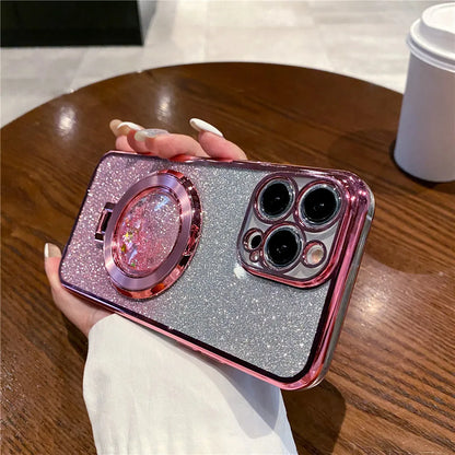 Quicksand Bracket Glitter Case For Xiaomi Redmi 9A 9C 10A 10 10C 12 4G 12C 13C 4G 13C 5G A3 A1 A2 Plus Magnetic Stand Soft Cover