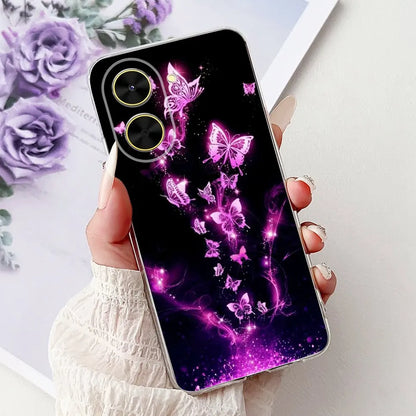 For Cover Xiaomi Redmi A5 4G / Poco C71 Phone Case Colorful Flower Butterfly Love Heart Lxuru Women Fashion Soft Clear Silicone