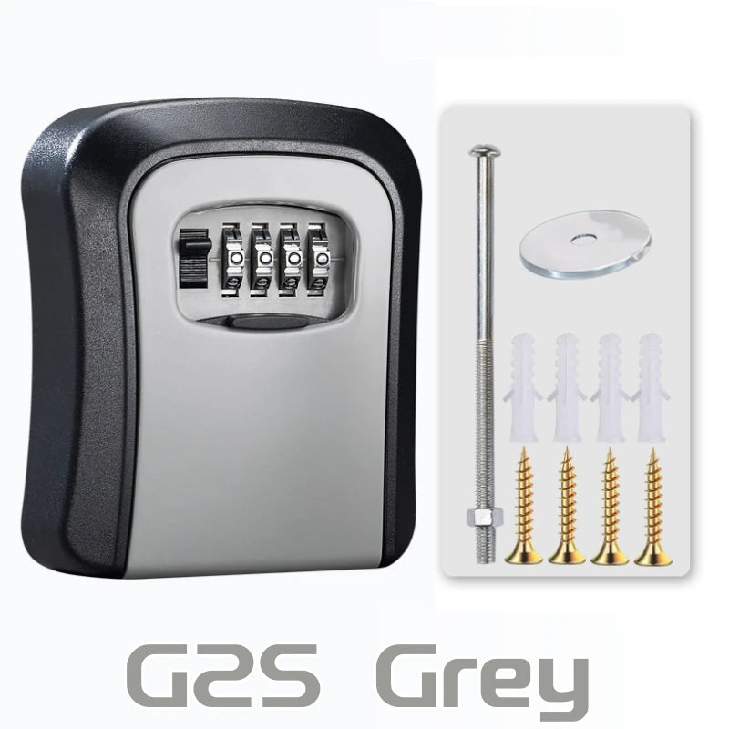 Wall Mount Key Lock Box 4 Digit Password Code Security Lock No Key for Home Office Key Safe Secret Storage Box Organizer