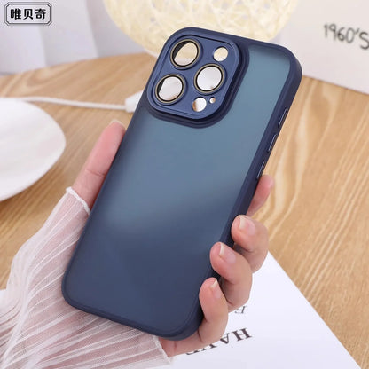 natural titanium Luxury phone case for iphone 15 14 13 12 11 pro max plus Camera protection  Matte Shockproof Bumper full Cover
