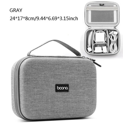 Cable Storage Bag Data Organizer For Notebook Power Bank Charger U Disk Earphones Electronic Accessories Black/Gray