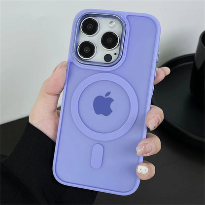 Magnetic Translucency Case Fashion Matte Frosted Magsafe Splice Color Cover For iPhone 16 15 14 13 12 11 Pro Max 16 Plus