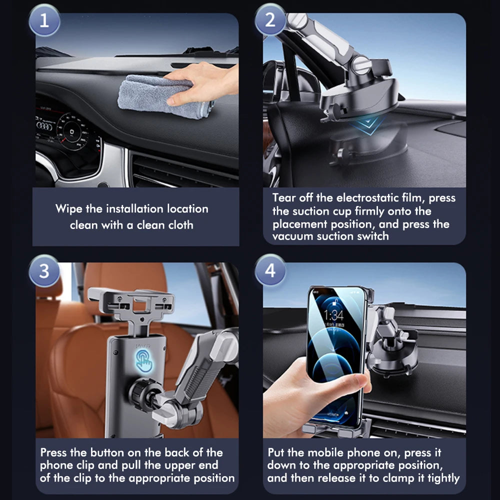 Large Truck Bus with Suction Cup Machine Joint Arm Cell Phone Holder Clip Ipad Truck Bus Car Dashboard Windshield Tablet Holder
