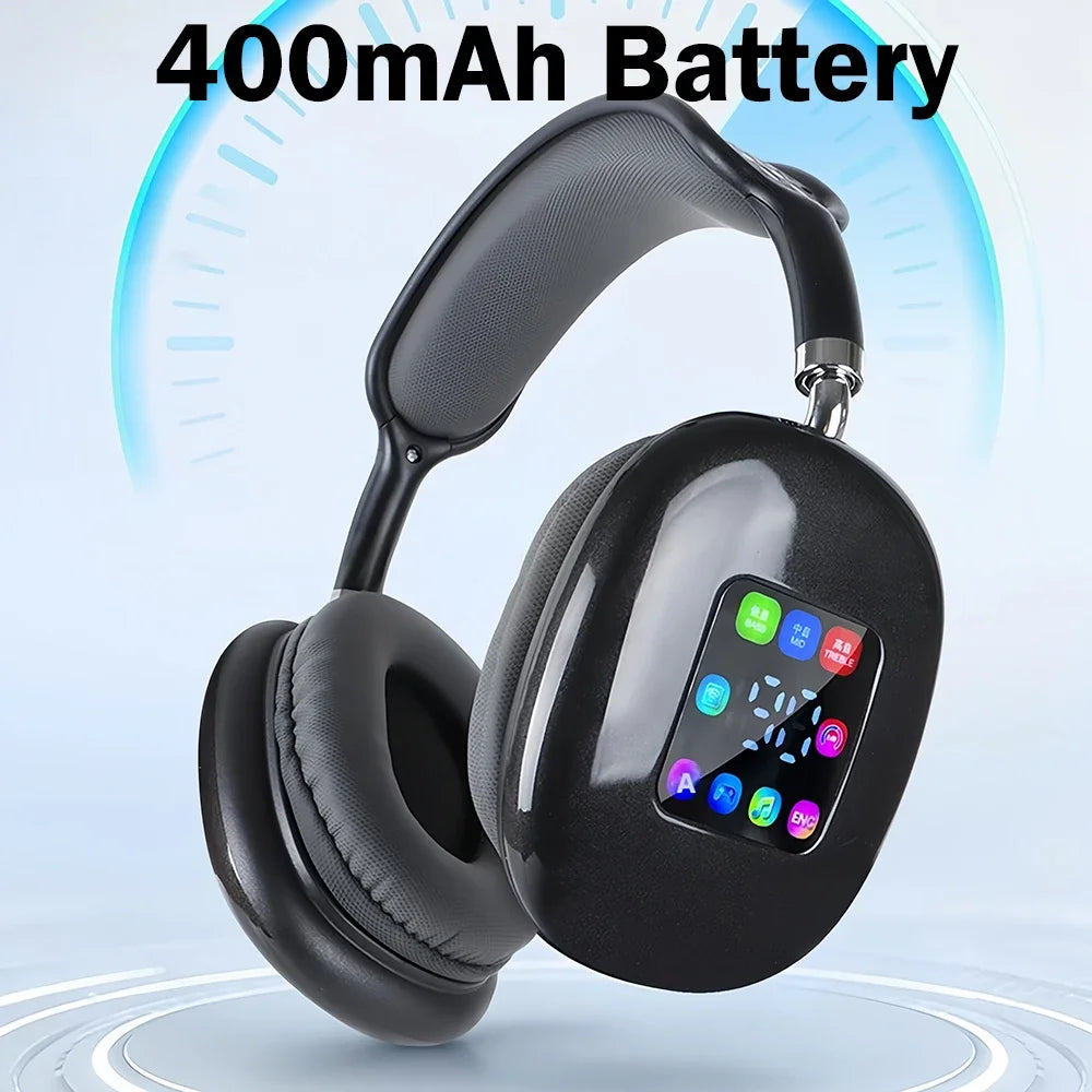 KEBIDUMEI Bluetooth 5.3 Headphones with Color Screen ANC HIFI Stereo Wireless Headsets FM Radio 3.5mm AUX Over Ear Earphones