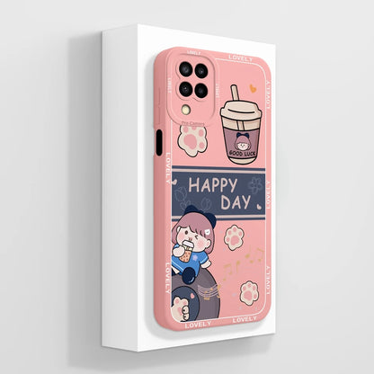 Cases For Samsung Galaxy A12 M12 F12 Back Cover Fashion Avocado Design Matte Liquid Silicone Soft Screen Protector Bumper Fundas