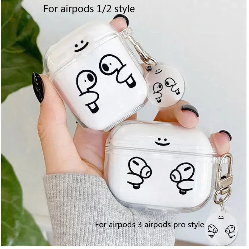 For AirPods 1 2 3 Earphone Case Funny Cute Cartoon Couples Bluetooth Headphone Protective Cover For AirPodsPro 2nd With Keychain