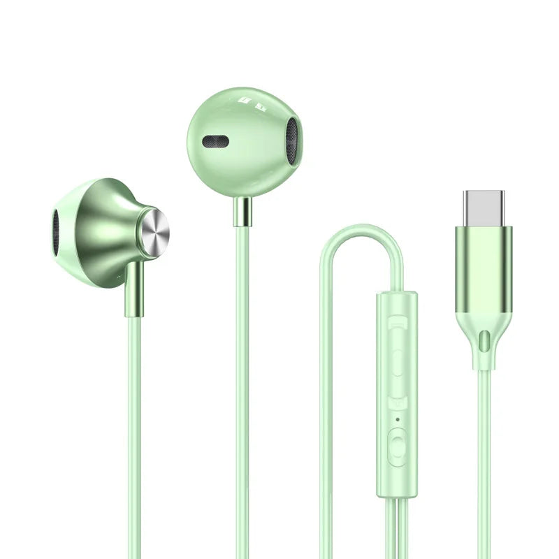 9D Stereo Type C & 3.5mm Gamers Headsets Wired Earphones In-ear Headphone HiFi Bass Earphone for Phone Earbud In Mic Handsfree