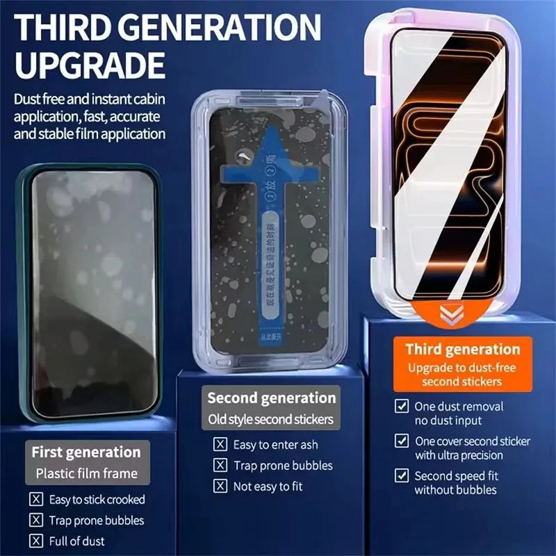 Oleophobic Coating Dust Free Easy Installation Privacy Screen Protector For iPhone 17 11 12 13 14 15 16 Pro Max XR X XS 16 Plus