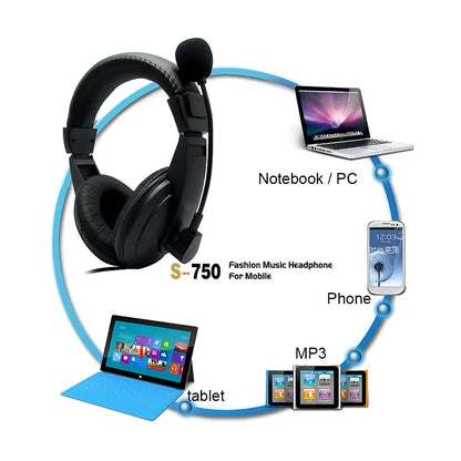 KEBIDUMEI 3.5mm Wired Headsets Over-Ear Headphones With Mic Noise Cancelling Adjustable Headband For Call Center School Students