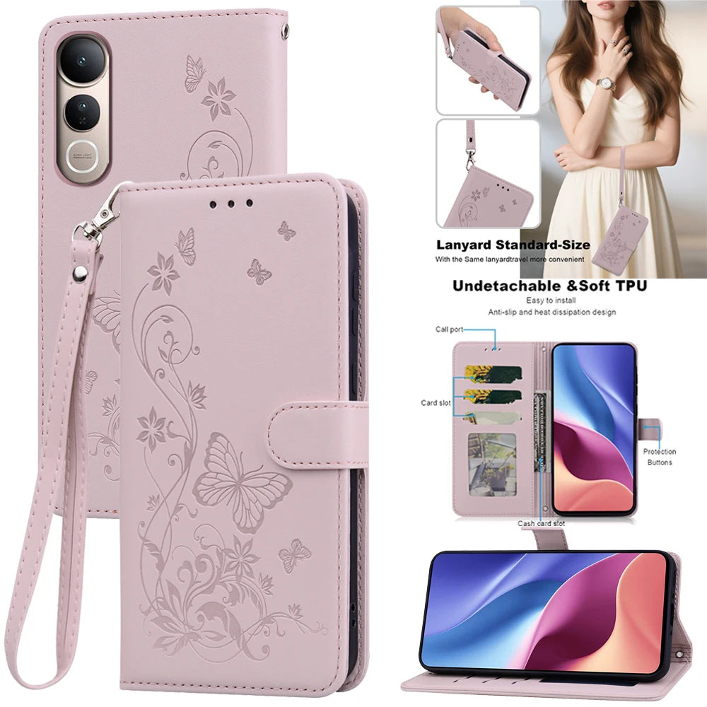 Leather Wallet Flip Phone Case For Vivo V50 V40 Lite Pro V30 Y39 Y04 Y29S Y19S Y11 Y12 Y15 Y03 Y18 Y28 Y20 Y11S Y12S Y36 Y100