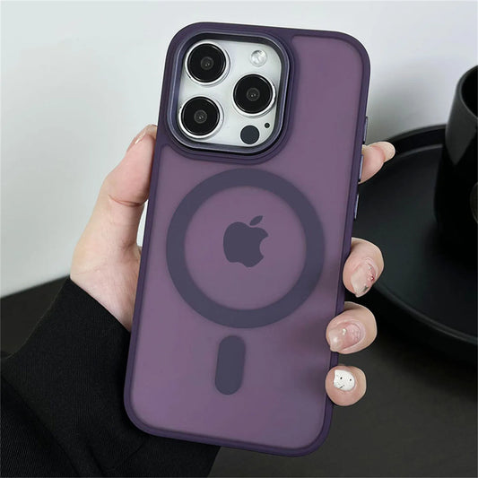 Magnetic Translucency Case Fashion Matte Frosted Magsafe Splice Color Cover For iPhone 16 15 14 13 12 11 Pro Max 16 Plus