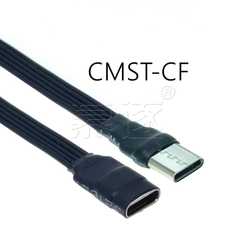 50CM Type C to USB-C 90° Angled adapter cable Power bank flexible cable PD cable charging cable USB C bend flat silicone cable