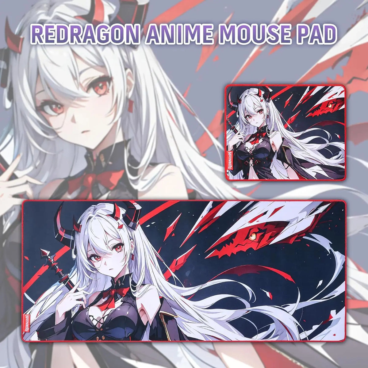 Redragon EISA P047 Anime Gaming Mouse Pad - Smooth Lycra Surface, Anti-Slip Rubber Base, Spill-Resistant, Durable 5mm Thick