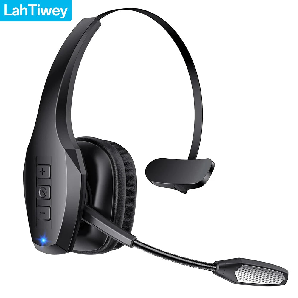 Noise Cancelling Trucker Bluetooth Headset with Microphone Wireless AI-Powered ENC Headphones 55H of Talk Time All-Day Comfort
