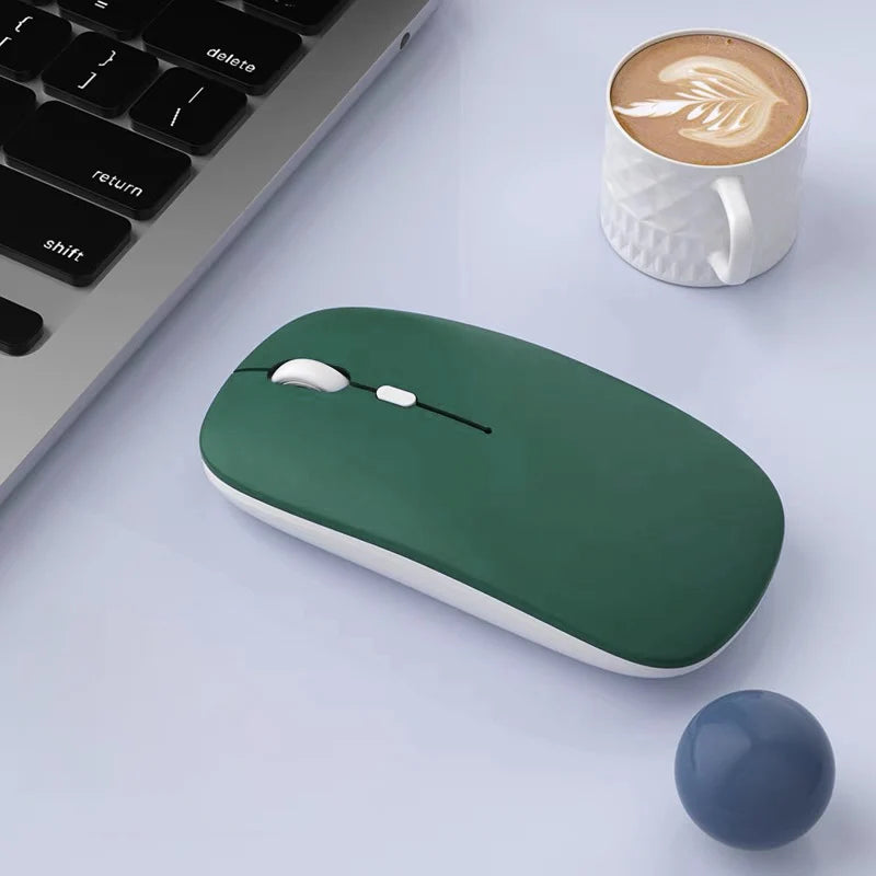 Slim Portable Office Mouse Wireless Bluetooth-Compatible 5.0 Silent Ergonomic BT Wireless Mice for Macbook Laptop iPad Tablet