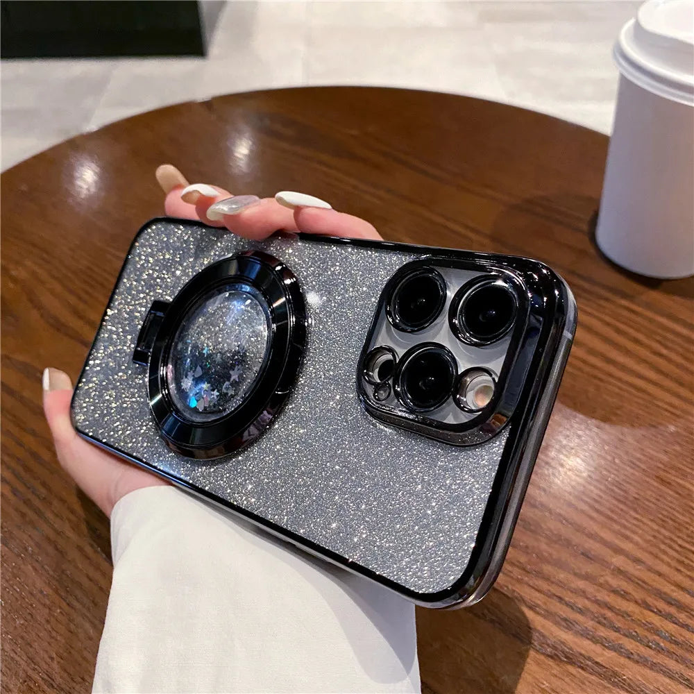Quicksand Bracket Glitter Case For Xiaomi Redmi 9A 9C 10A 10 10C 12 4G 12C 13C 4G 13C 5G A3 A1 A2 Plus Magnetic Stand Soft Cover
