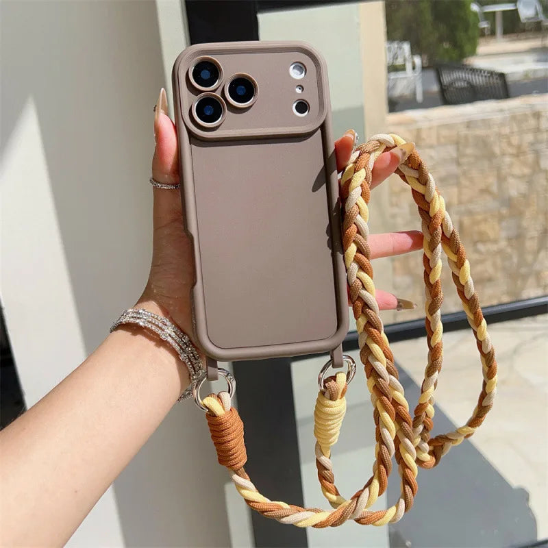 TPU Soft Silicone Crossbody Lanyard Phone Case for IPhone Air 17 16 15 Plus 14 13 12 11 Pro Max SE2022 Rope Necklace Strap Cover