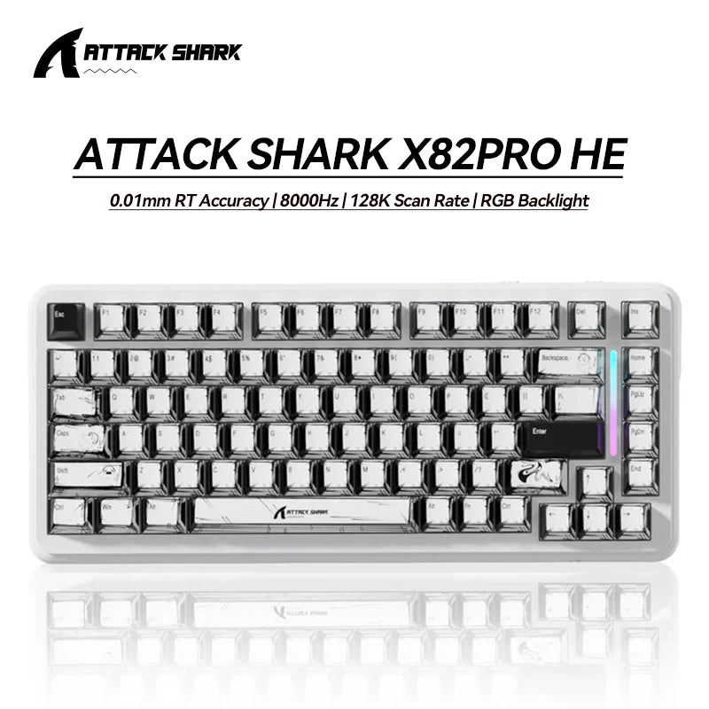 ATTACK SHARK X82PRO HE Magnetic Switch Keyboard 75% 8K RGB Hot Swappable PBT Triple Mode For Gamers