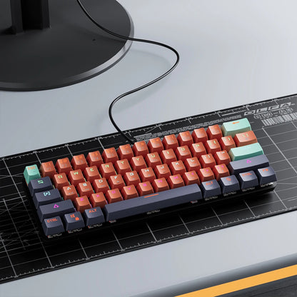 MUCAI 61 key USB hot swappable esports mechanical keyboard game red axis LED cool light effect compact and practical