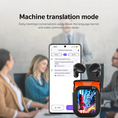 2026 New Ne200 Country 134  Translate Full Color Touch Screen TWS Earbuds - ANC Noise Cancelling Wireless Headphones