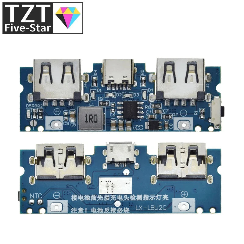 GREATZT Micro/Type-C USB 5V 2.4A Dual USB 18650 Boost Battery Charger Board Mobile Power Bank Accessories For Phone DIY