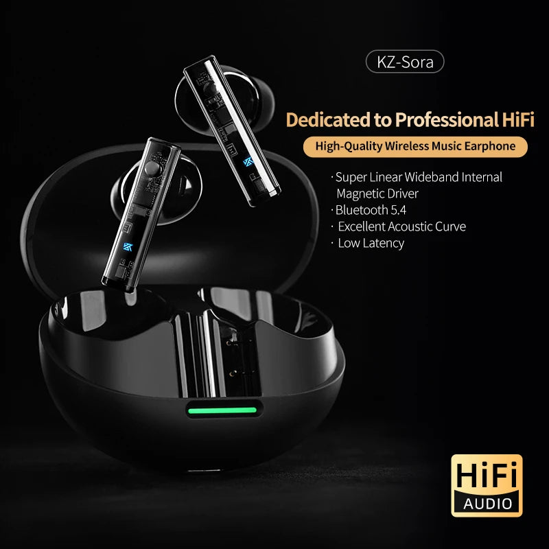 KZ Sora Bluetooth 5.4 Earphones True Wireless HiFi Bass Music Headphones High Quality TWS Earbuds Low Latency Gaming Headset