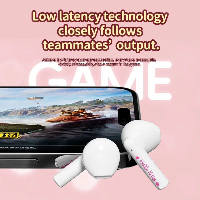 EBL19 Tws Wireless Bluetooth Headset Transparent Case Cute Hello Kitty Design Stereo Sound Earphones for All Smartphones