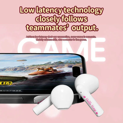 EBL19 Tws Wireless Bluetooth Headset Transparent Case Cute Hello Kitty Design Stereo Sound Earphones for All Smartphones