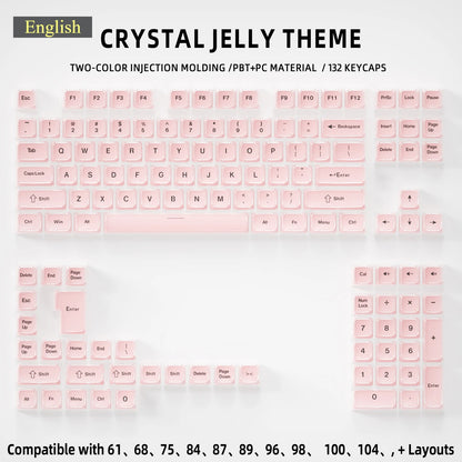 Crystal Jelly Side Front Printed Keycaps for Mechanical Keyboard 60 75 80 100 Layout Key Caps Korean Japanese Русский Arabic