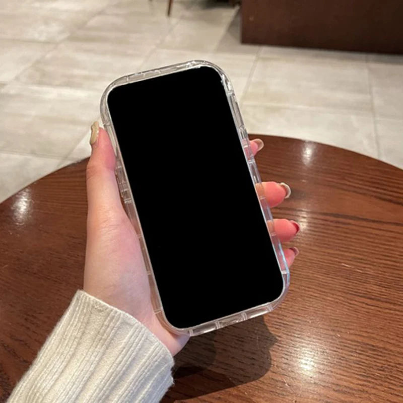 Clear Oval Curly Wave Bumper Phone Case For iPhone 16 15 14 13 12 11 Pro Max XR XS MAX 7 8 PLUS MINI Y2K Soft Silicon Back Cover