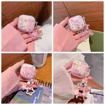 Case For 2025 New AirPods Pro3 4 3 2 1 Pro 2 Case TPU Cute DIY Star Butterfly Flower Dog Earphone Protective Cover With Pendant