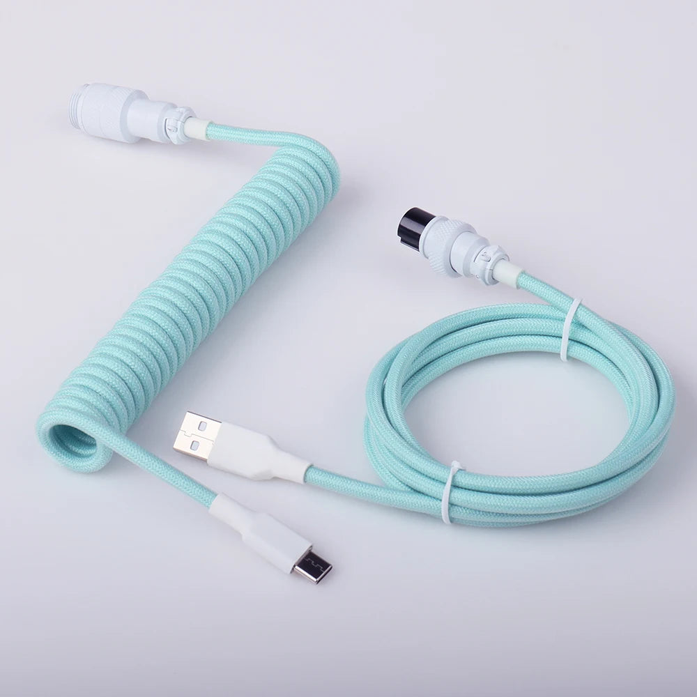 LANO Custom Paracord Coiled Mechanical Keyboard Type C Data Spring Cable GX16 Aviator Coil Spiral Usb C for Gaming Coiled Cable