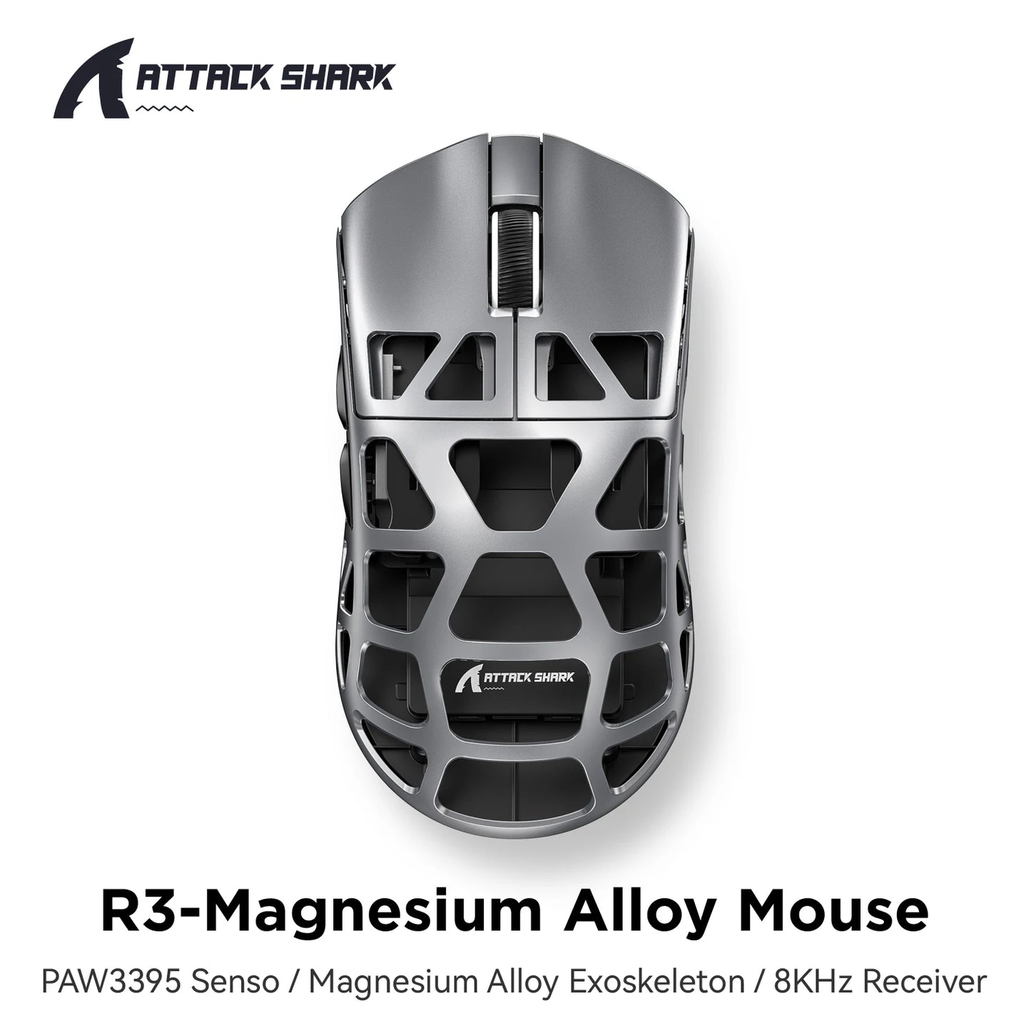 ATTACK SHARK R3 High Quality Wireless Gaming Mouse 8KHz PAW3395 26000 DPI Magnesium Alloy 46g Tri-Mode Bluetooth Wired Pro Gamer