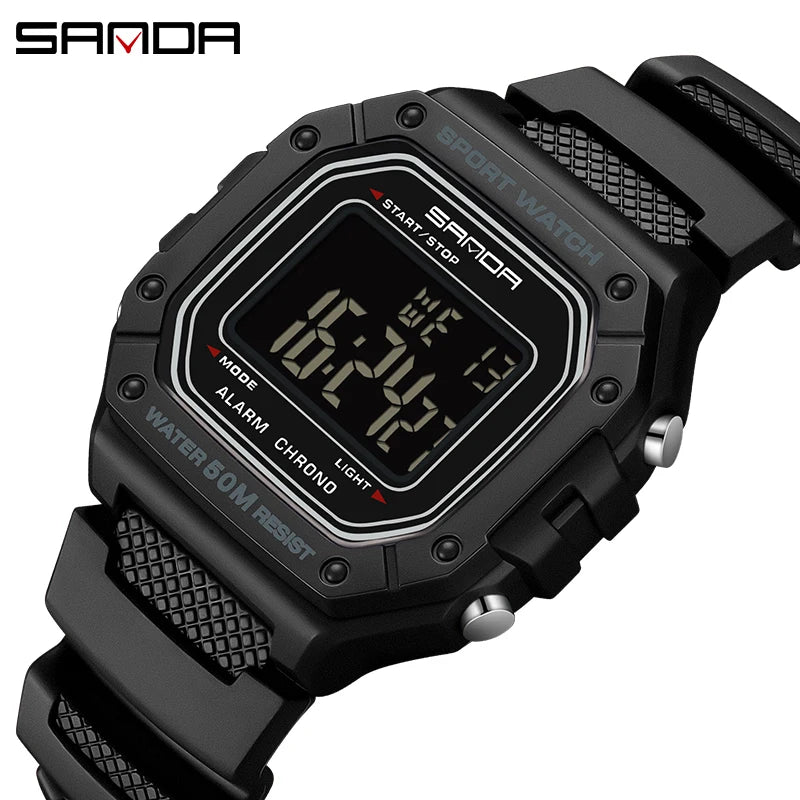 SANDA 2156 Fashion Mens Watch Military Water Resistant Sport Watches Army Big Dial Led Digital Wristwatches Stopwatches For Male