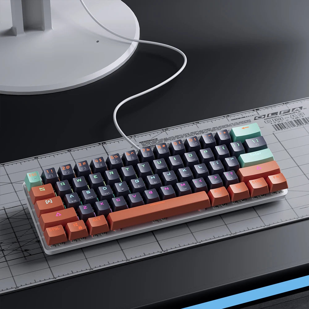 MUCAI 61 key USB hot swappable esports mechanical keyboard game red axis LED cool light effect compact and practical