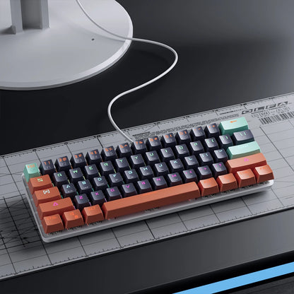 MUCAI 61 key USB hot swappable esports mechanical keyboard game red axis LED cool light effect compact and practical