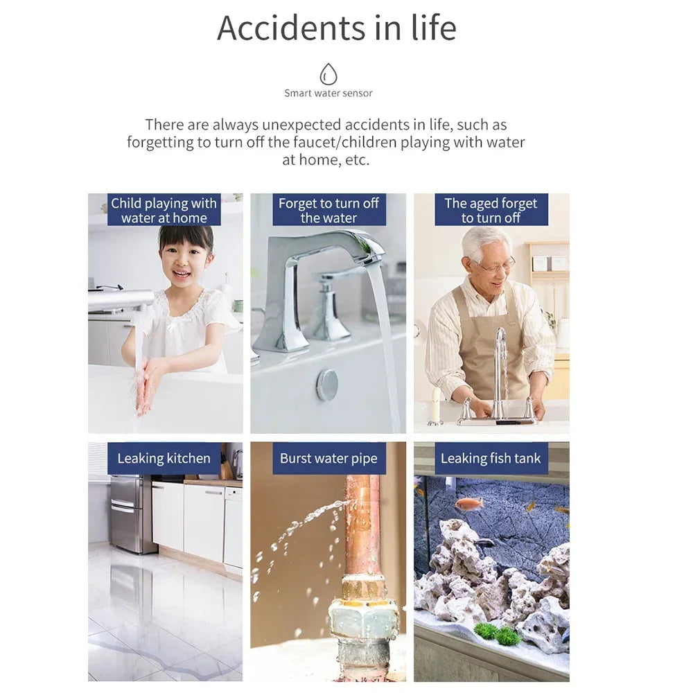 Zigbee Water Sensor Flood Leak Detector App Remote Monitoring for Kitchen/Bathroom Support Home Assistant Zigbee2mqtt