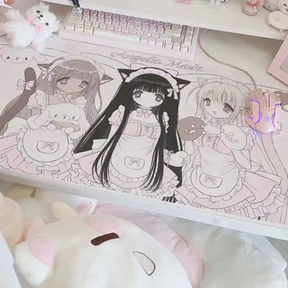Lovely Cartoon Anime Girl Placemat Handmade Placemat Mouse Pad Table Mat Cute Pink Gift Computer Keyboard Non slip Mouse Pad