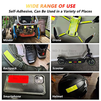 80-10PCS Helmet Safety Warning Reflective Stickers Strip Waterproof High Visibility Reflector Tape For Night Riding Walking Car