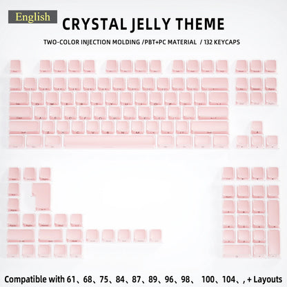 Crystal Jelly Side Front Printed Keycaps for Mechanical Keyboard 60 75 80 100 Layout Key Caps Korean Japanese Русский Arabic