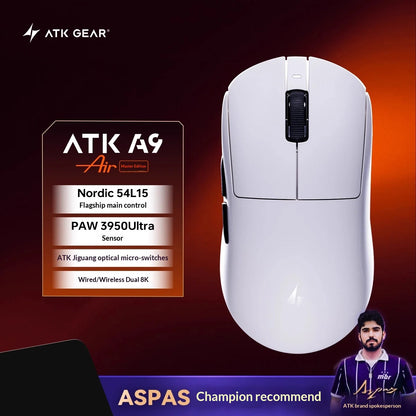 ATK DragonFly A9 Air Ultimate Wireless Gaming Mouse PAW3950 Ultra 42000DPI 750IPS 8KHz RGB Ergonomic For Windows MacOs PC Gifts
