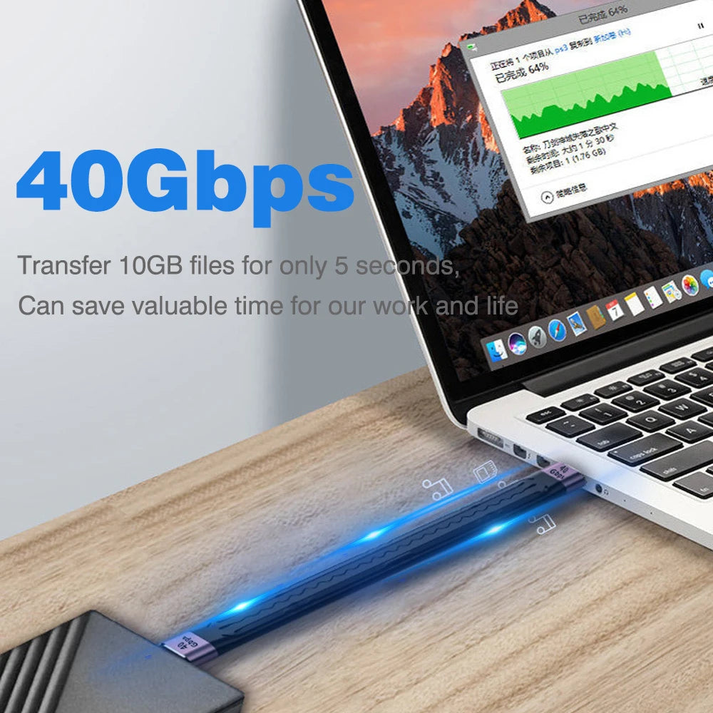 UGOURD USB4 Type C Data Cable 40Gbps USB C Short Cable PD 100W 240W 8K for Thunderbolt 3/4 SSD iPhone 15 Pro Max Power Bank