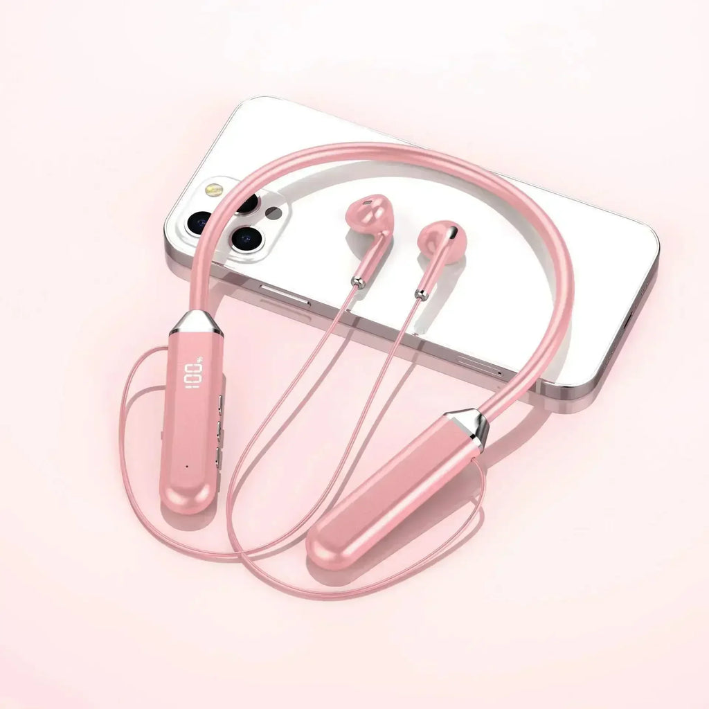 Wireless Neckband Earphones Bluetooth 5.3 Headphones Gaming Power Display Headset TWS Earbuds Sport Headset With Mic