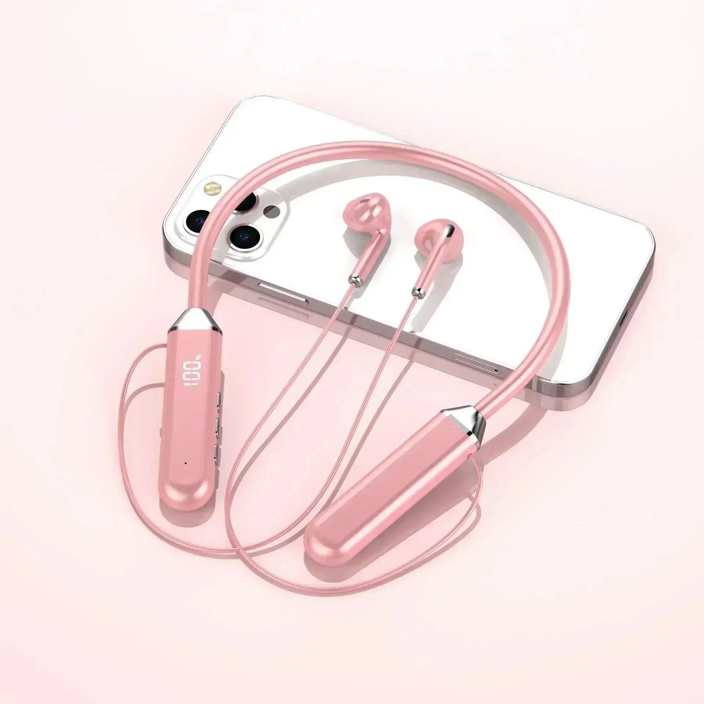 Wireless Neckband Earphones Bluetooth 5.3 Headphones Gaming Power Display Headset TWS Earbuds Sport Headset With Mic