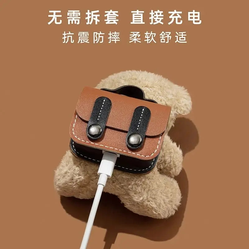 For AirPods 4 3 2 1 Pro 2 Earphone Case 3D Cartoon Plush Bear Capybara Headphone Box Stuffed Toy Backpack Cover