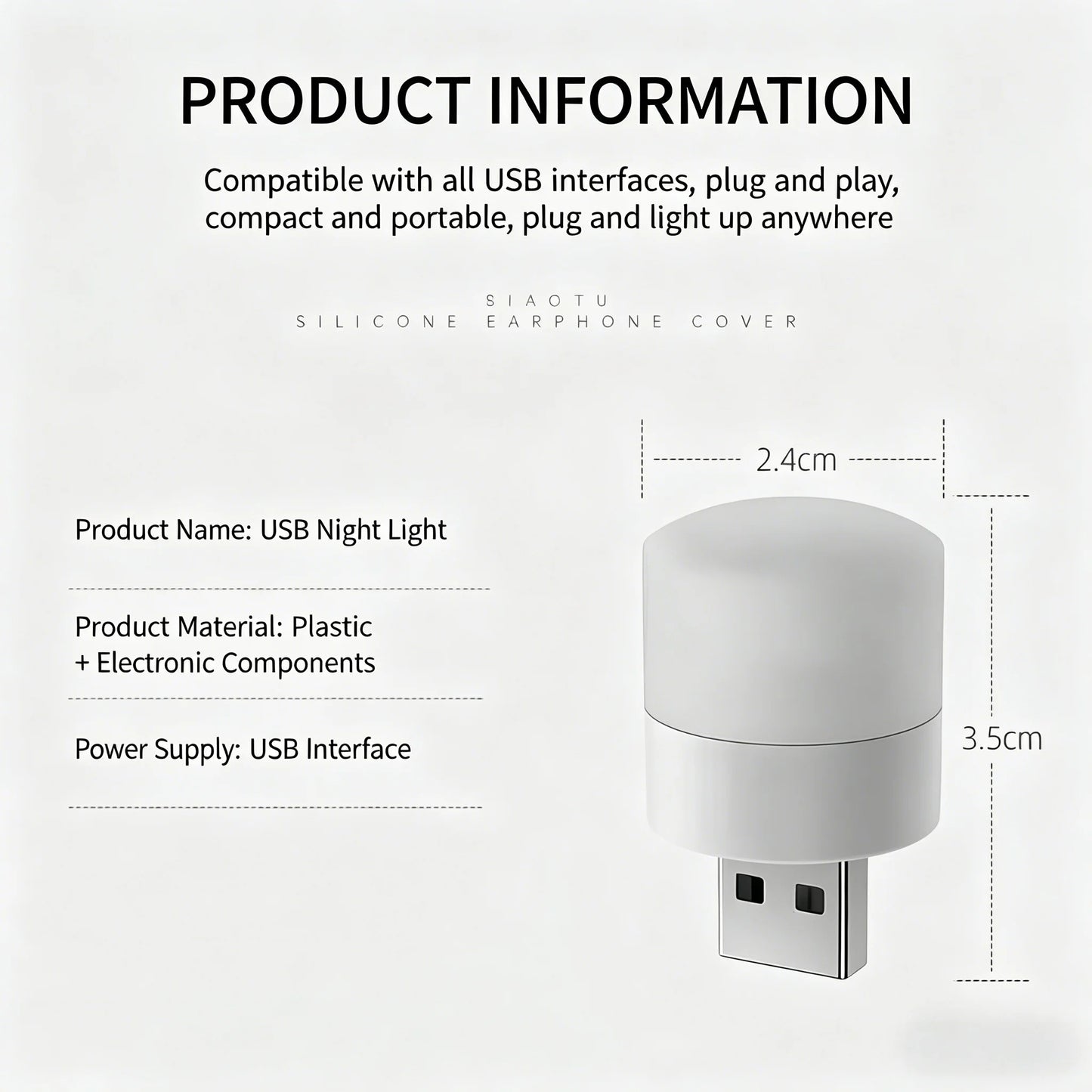 10/1PCS USB Night Light Mini LED Night Light USB Plug Lamp Power Bank Charging USB Book Lights Round Reading Eye Protection Lamp