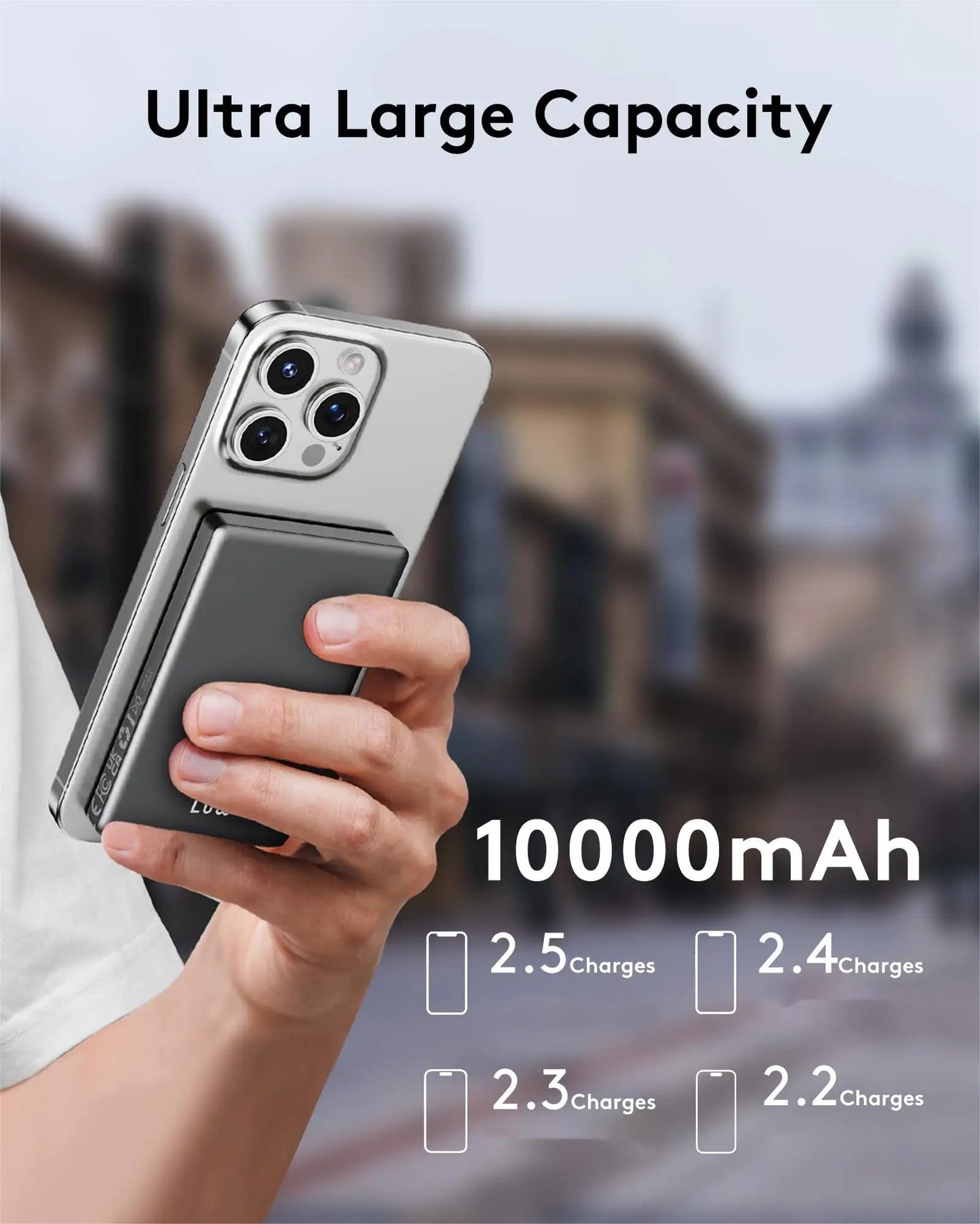 10000mAh Magnetic Power Bank,15W Wireless & 20W Fast Charger,10N Strong Magnet for iPhone, USB-C/A Output, Portable Battery Pack