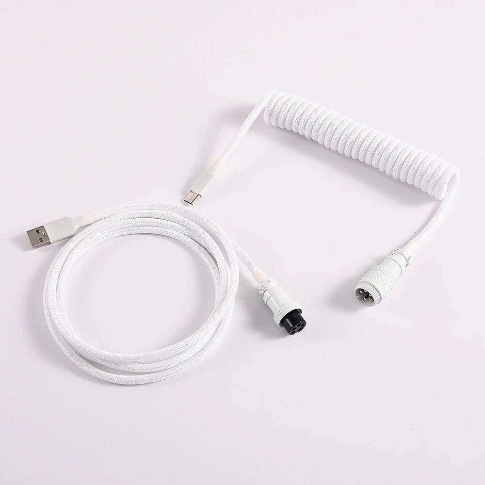 LANO Custom Paracord Coiled Mechanical Keyboard Type C Data Spring Cable GX16 Aviator Coil Spiral Usb C for Gaming Coiled Cable